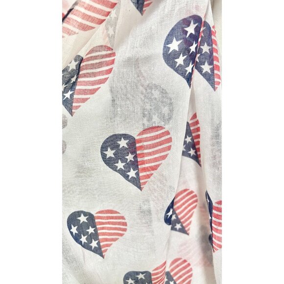 Patriotic American Flag Heart Infinity Scarf Stars Stripes Sheer Scarf Wrap NWT - Picture 2 of 5